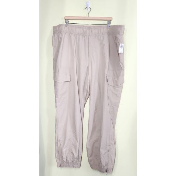 Old Navy Quick Dry High-Waist Cargo Joggers Womens XXL Beige Ankle Zip Sporty - Picture 3 of 10